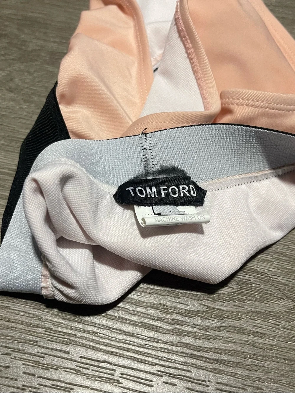 Tom Ford Peach Bikini Bottom with Black Branded Waistband Made In Italy